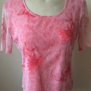 OLSEN BLOUSE PINK/PEACH WITH LACE OVERLAY